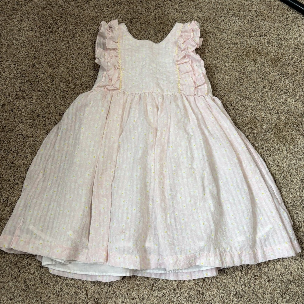 Laura Ashley Girls Fit & Flare Floral Dress Cottage Ruffle Sleeveless Size 4